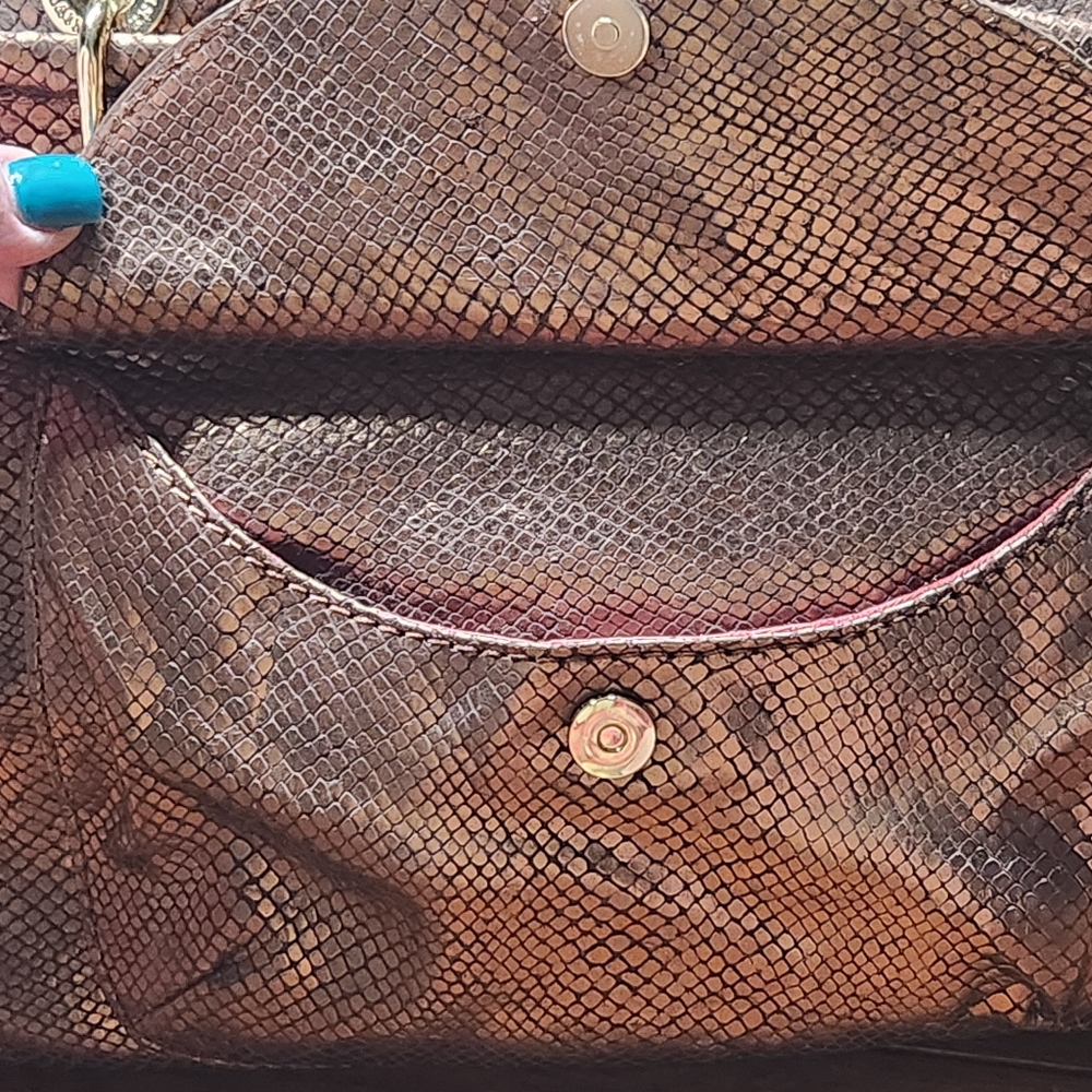 Unused Elaine Turner Metallic Python-Embossed Sat… - image 5